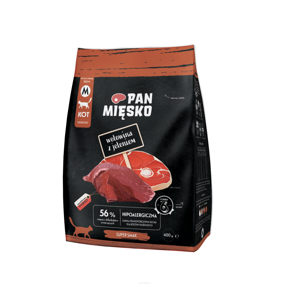 Karma sucha dla kota Pan Mięsko wołowina z jeleniem 400g