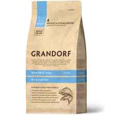 GRANDORF CAT Skin & Coat White Fish & Turkey karma sucha dla kota 400g