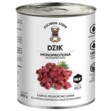 KUCHNIA SZEFA MOKRA KARMA DLA PSA MONOPROTEINOWA DZIK 800g