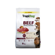 TropiDog Premium – małe rasy bogata w wołowinę 8kg Karma sucha dla psa