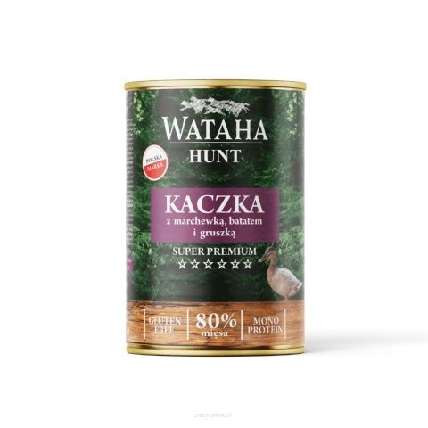 Wataha Hunt – Kaczka z marchewką, batatem i gruszką karma mokra dla psa 400g