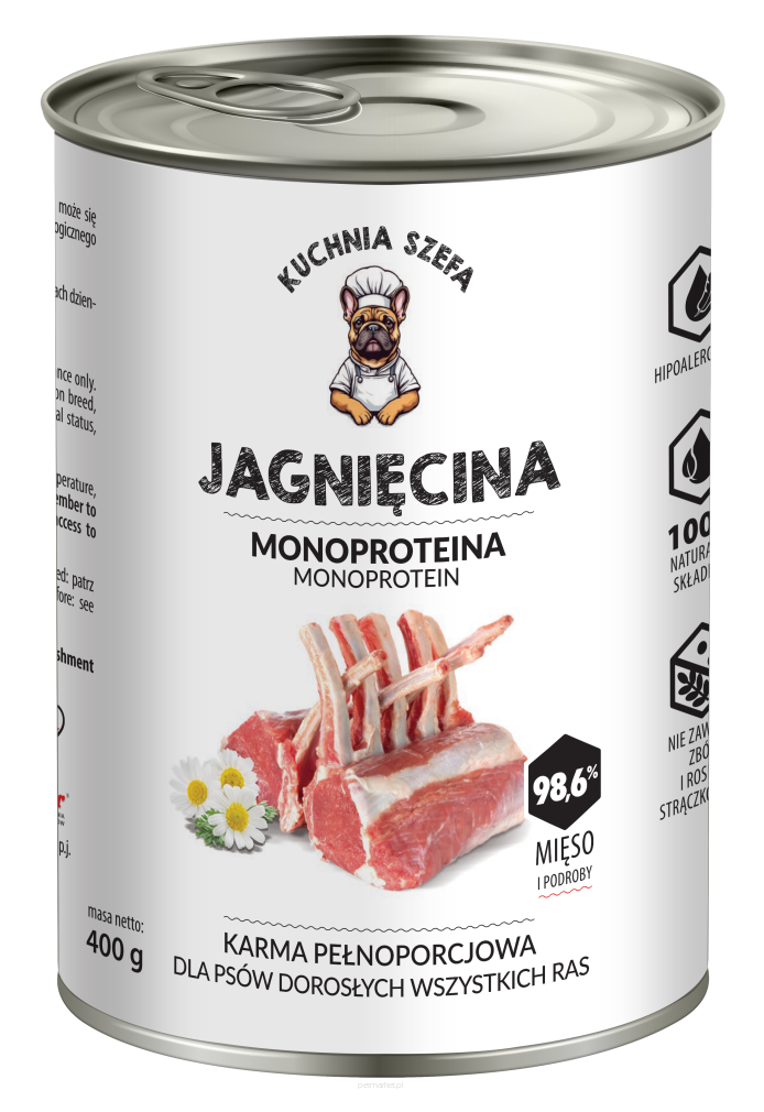 Karma mokra dla psa Kuchnia Szefa jagnięcina 400g