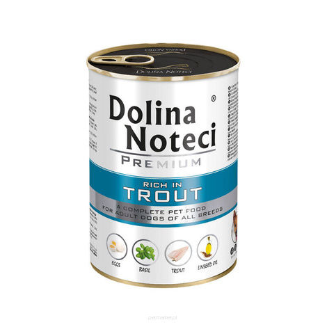 Dolina Noteci Premium Mokra karma dla psa Dolina Noteci Premium bogata w pstrąga puszka 400 g