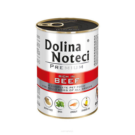 Dolina Noteci Premium Mokra karma dla psa Dolina Noteci Premium bogata w wołowinę puszka 400 g