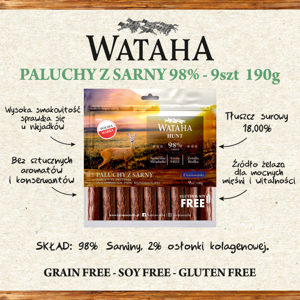 Wataha HUNT Paluchy z sarny 98% – naturalny przysmak dla psa, bez dodatków