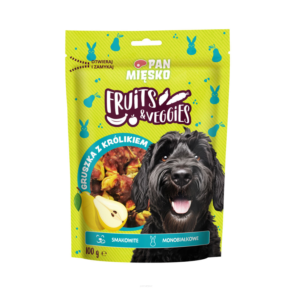 Pan Mięsko Przysmaki dla psa Fruits & Veggies Gruszka z królikiem (dorosły) 100g