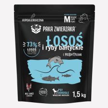 Karma sucha dla psa PAKA ZWIERZAKA łosoś z rybami bałtyckimi M 1,5 kg