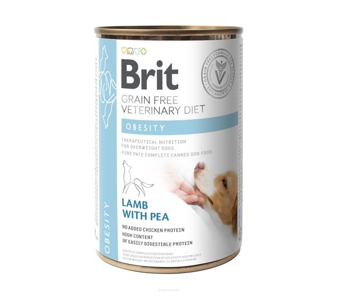 Brit Veterinary Diet Dog Obesity, jagnięcina z zielonym groszkiem, 400 g Dietetyczna karma dla psów z nadwagą