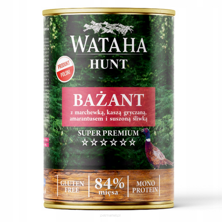 Wataha HUNT Adult Karma mokra dla psa Bażant Z Marchewką i Suszoną Śliwką 400g
