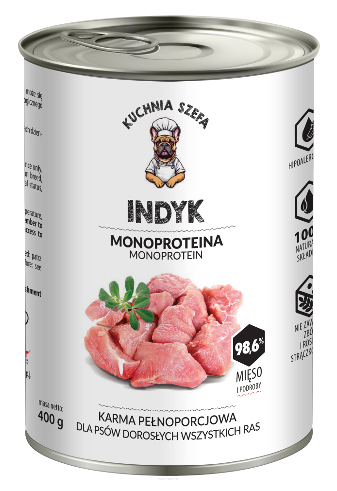 Karma mokra dla psa Kuchnia Szefa indyk 400g