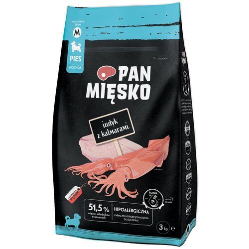 Karma sucha dla psa indyk z kalmarami rozm. M 3kg