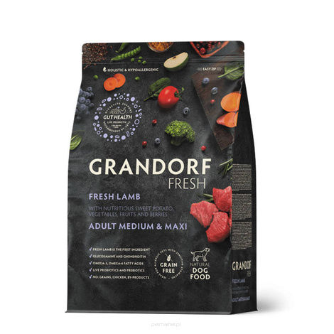 Grandorf Dog Fresh Lamb Medium & Maxi Karma sucha dla psów średnich i dużych ras Jagnięcina 1kg