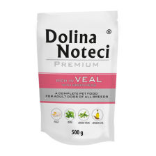 Dolina Noteci Premium Mokra karma dla psa Dolina Noteci Premium bogata w cielęcinę z zielonym groszkiem saszetka 500 g