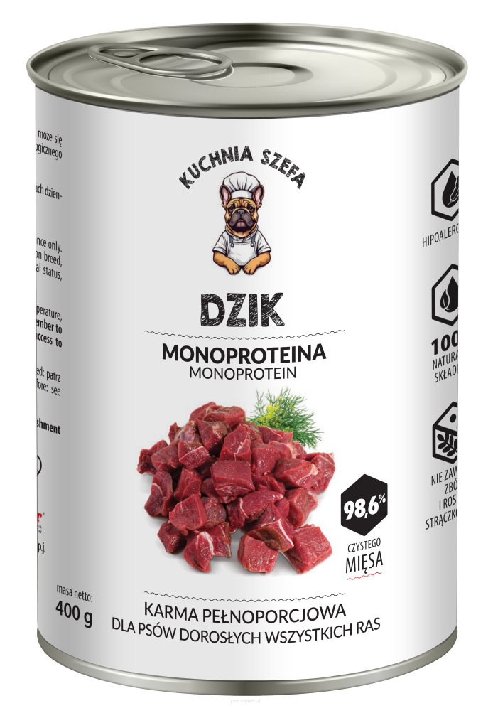 Karma mokra dla psa Kuchnia Szefa dzik 400g