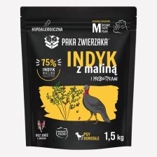 Karma sucha dla psa PAKA ZWIERZAKA indyk z maliną M 1,5 KG