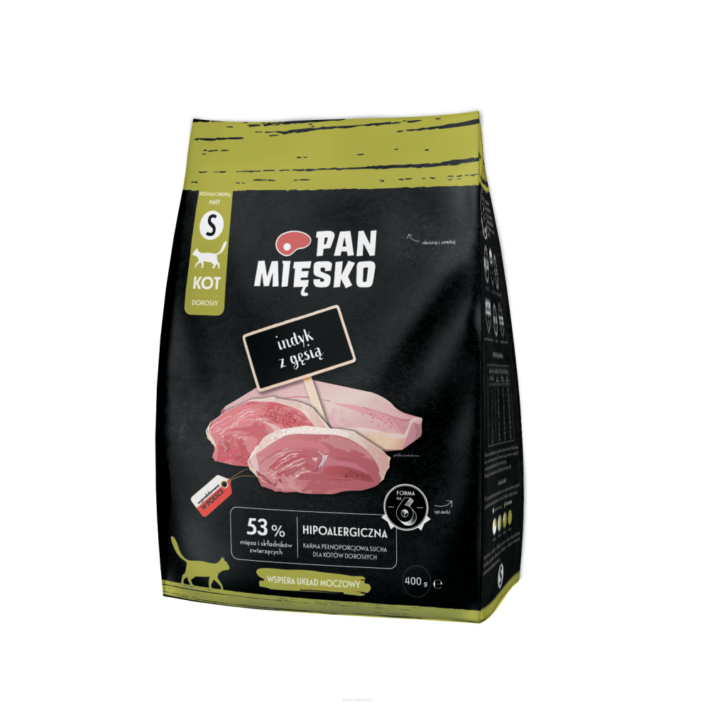 Karma sucha dla kota Pan Mięsko indyk z gęsią 400g