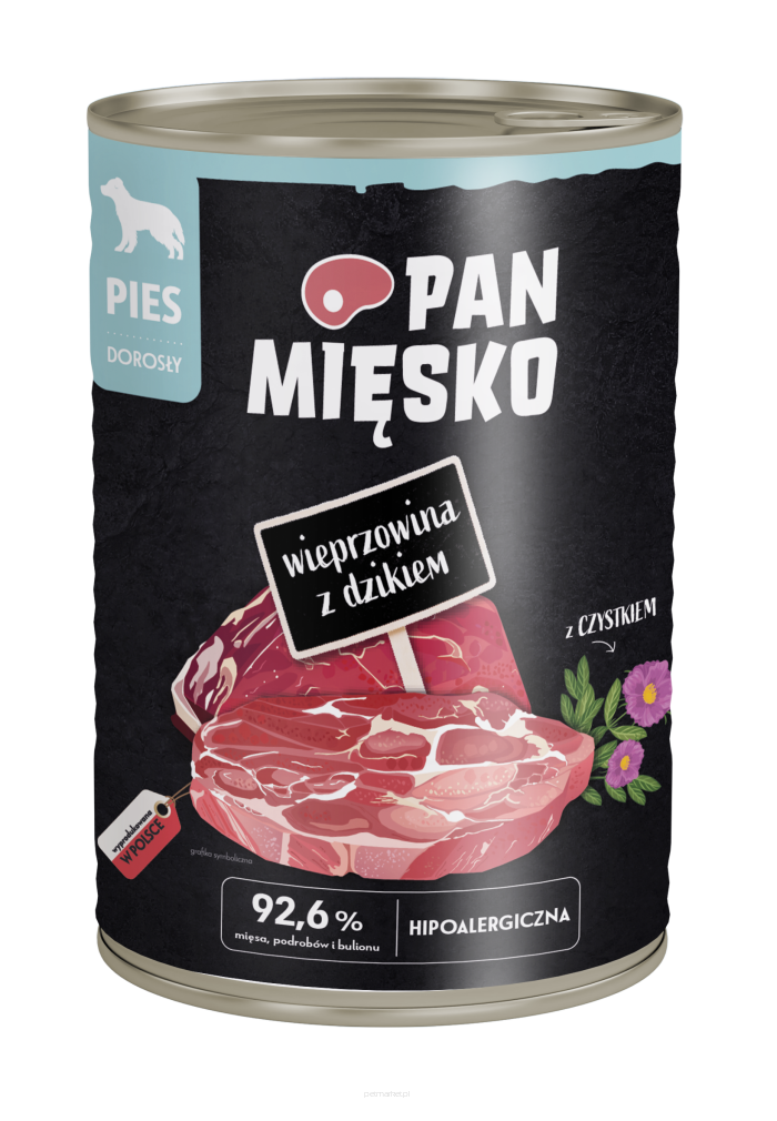 Karma mokra dla Psa Pan Mięsko wieprzowina z dzikiem 400g