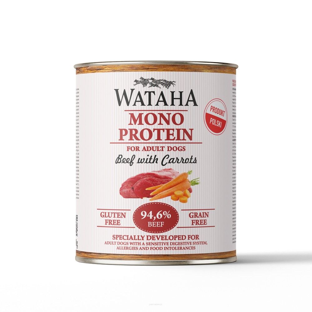 Wataha karma mokra dla psa Adult MONO Wołowina z Marchewką 800g