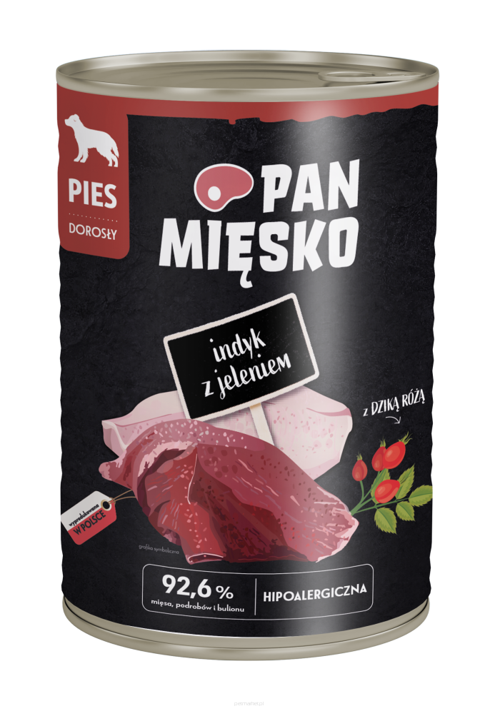 Karma mokra dla psa Pan Mięsko indyk z jeleniem 400g