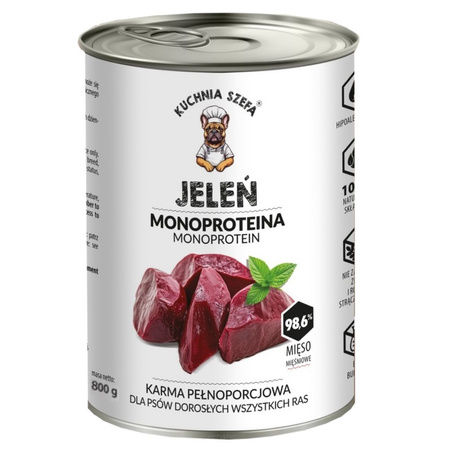 KUCHNIA SZEFA MOKRA KARMA DLA PSA MONOPROTEINOWA JELEŃ 800g