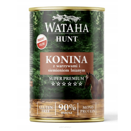 Wataha HUNT Adult  karma mokra dla psa Konina z marchewką i siemieniem lnianym 400g