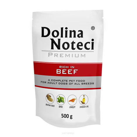 Dolina Noteci Premium Mokra karma dla psa Dolina Noteci Premium bogata w wołowinę saszetka 500 g