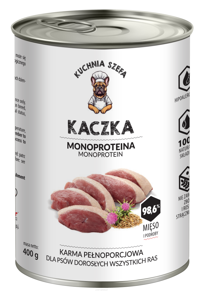 Karma mokra dla psa Kuchnia Szefa kaczka 400g
