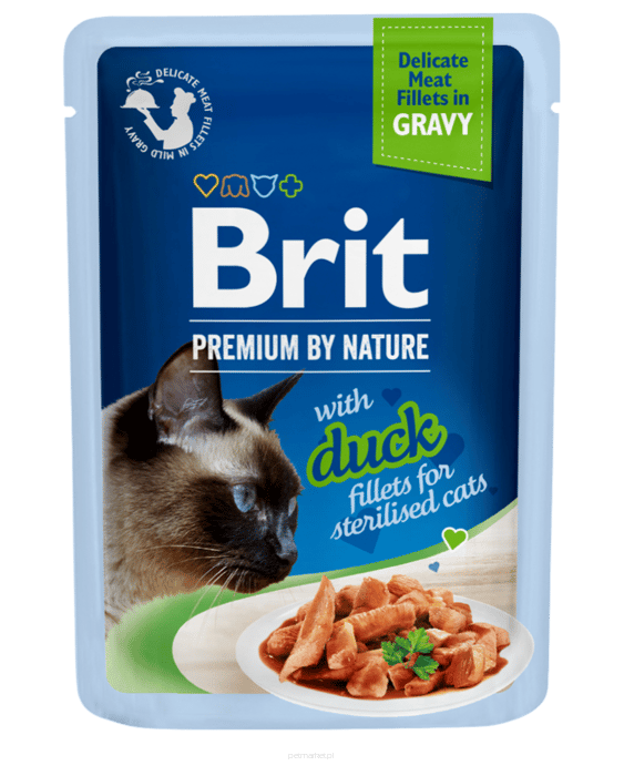 Brit Premium by Nature Cat Delicate Fillets in Gravy, kaczka, 85g Pełnoporcjowa mokra karma dla dorosłych kotów sterylizowanych