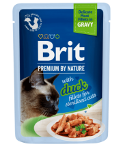 Brit Premium by Nature Cat Delicate Fillets in Gravy, kaczka, 85g Pełnoporcjowa mokra karma dla dorosłych kotów sterylizowanych