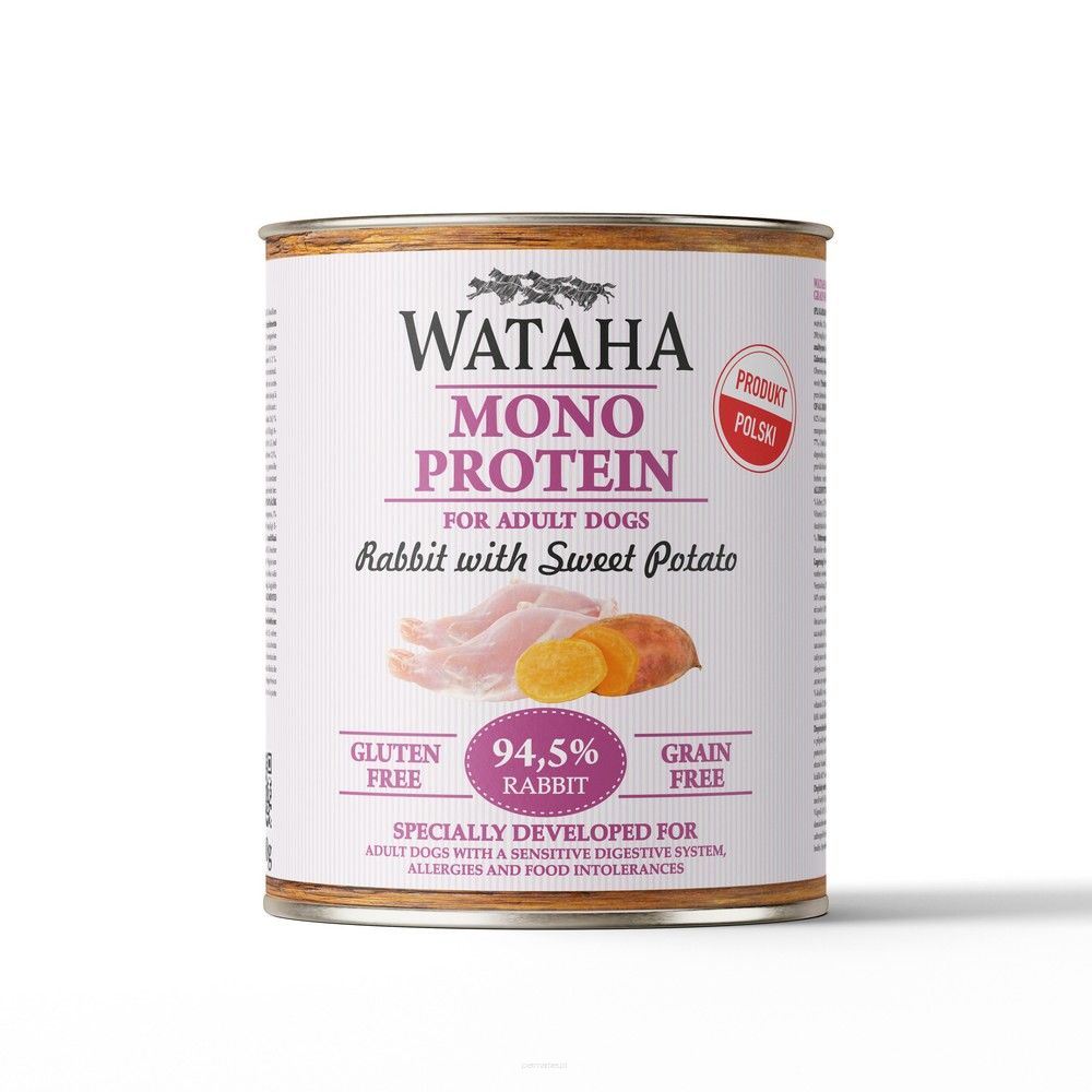 Wataha karma mokra dla psów dorosłych MONO Królik z Batatami 800g