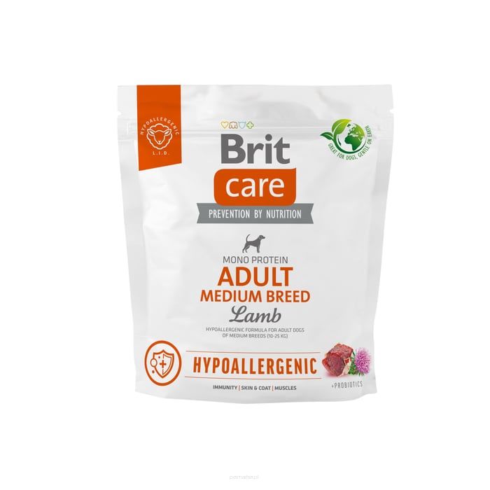 Brit Care Dog Hypoallergenic Adult Medium Breed, jagnięcina i ryż, 1 kg Hipoalergiczna karma dla dorosłych psów średnich ras