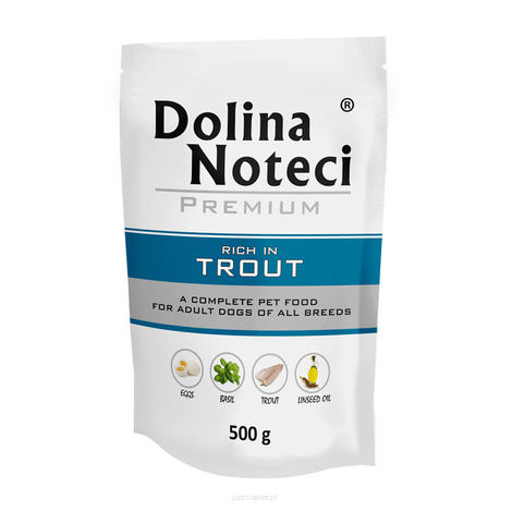 Dolina Noteci Premium Mokra karma dla psa Dolina Noteci Premium bogata w pstrąga saszetka 500 g