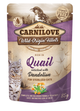 Carnilove Cat Pouch Sterilized Karma mokra dla kota przepiórka i mniszek, 85g